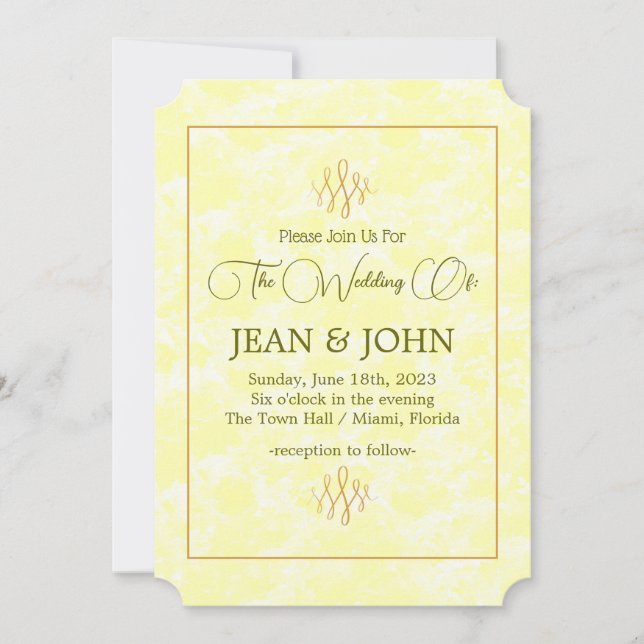 Invitación Por Favor, Únete A Nosotros Para El Boda Amarillo  (Anverso)