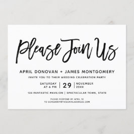 Invitación Por Favor, Únete A Nuestro Boda De Tipografía De P