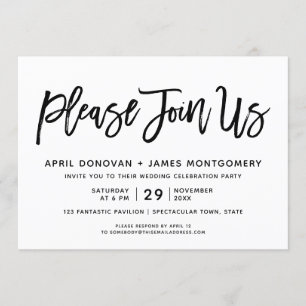 Invitación Por Favor, Únete A Nuestro Boda De Tipografía De P