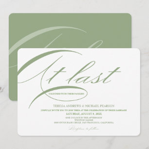 Invitación Por fin el Boda de caligrafía moderna Green
