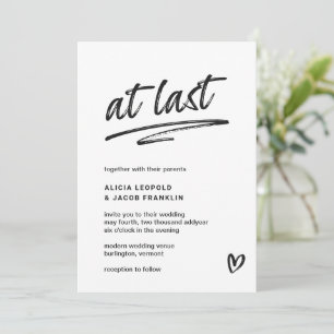Invitación Por fin la tipografía negra y blanca Boda moderno