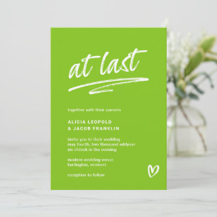 Invitación Por fin Lime Green Typography Moderno Boda