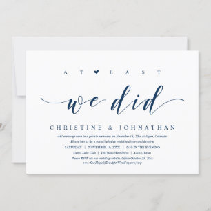 Invitación Por fin, lo hicimos, cena de boda y fuga en