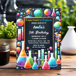 Invitación Por Fun Lab Kids Geek Nerd Mad Science 9º cumpleañ