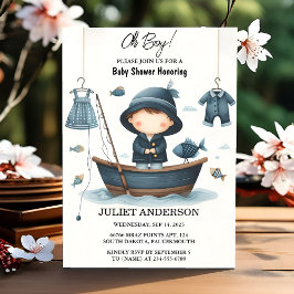 Invitación Por Hook Bait Fun Wood Little Fishman Baby Shower