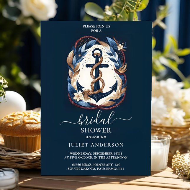 Invitación Por Knot Bot Ship Navy Blue Nautical Bridal Shower (Subido por el creador)