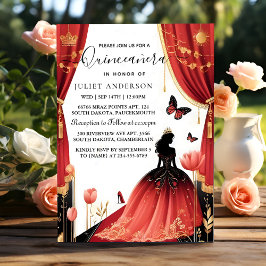 Invitación Por la corona rosa caliente Tiara Black Lace Red Q