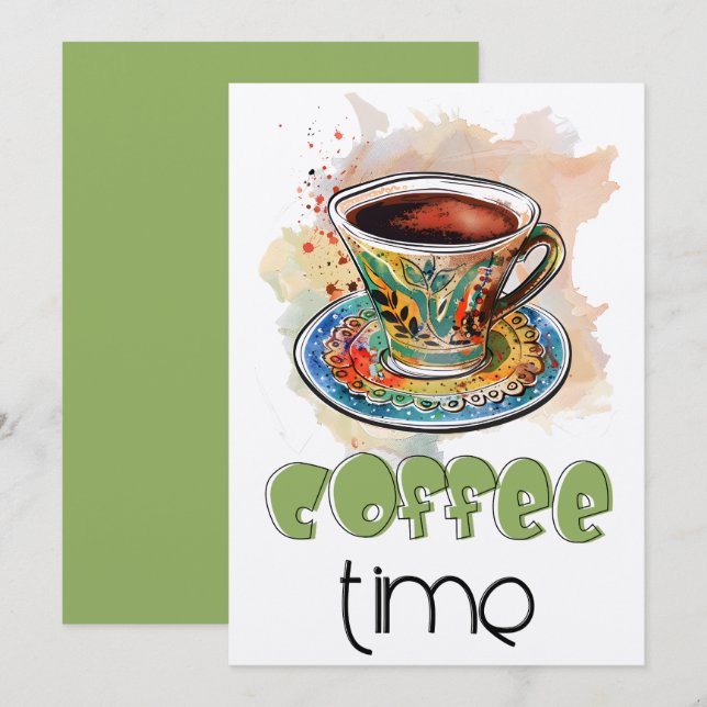 Invitación Por la mañana Bliss: Café árabe ق・・・Qah・・・・・・・・・ (Anverso / Reverso)