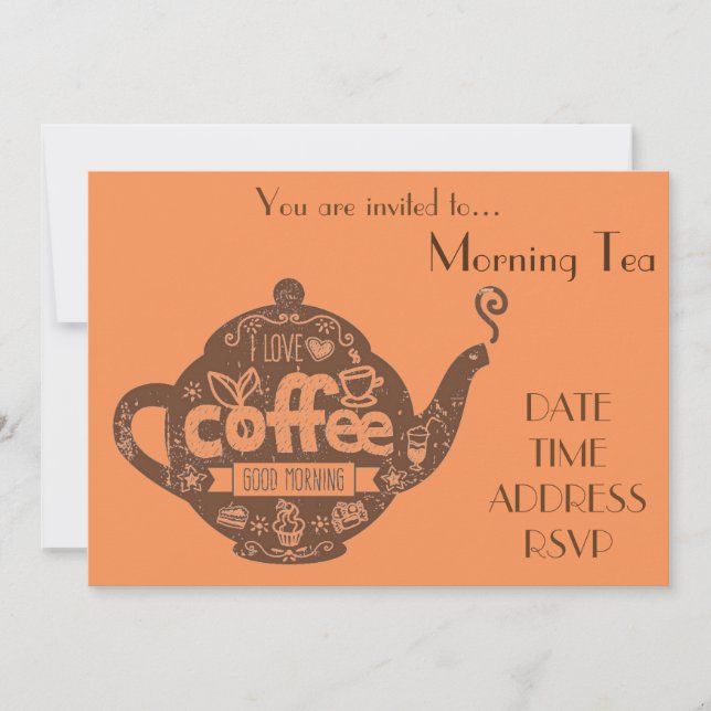 Invitación Por la mañana fiesta de café té (Anverso)