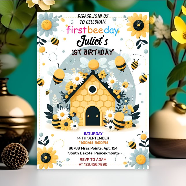 Invitación por la margarita de primavera primer cumpleaños de (Subido por el creador)