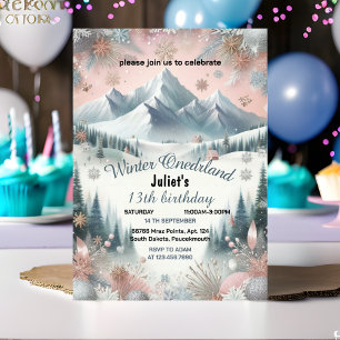 Invitación por la nieve azul chica Invierno Onederland 13 cum