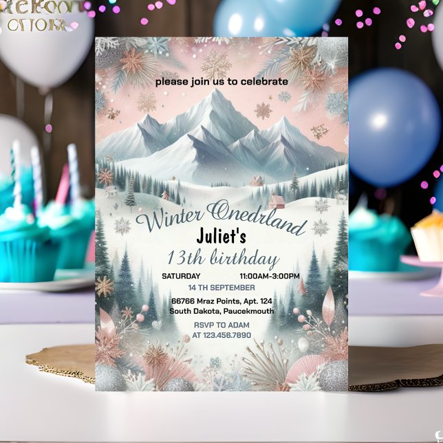 Invitación por la nieve azul chica Invierno Onederland 13 cum (Subido por el creador)