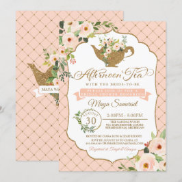 Invitación Por la tarde Tea Luxury Rubor Floral Bridal Shower