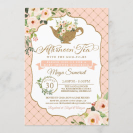Invitación Por la tarde Tea Luxury Rubor Pink Floral Baby Sho
