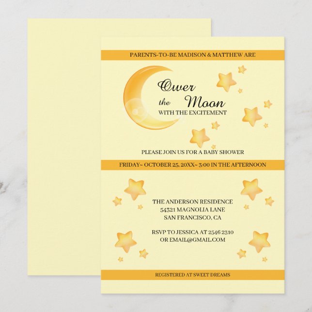 Invitación por Luna y Estrellas (Anverso / Reverso)