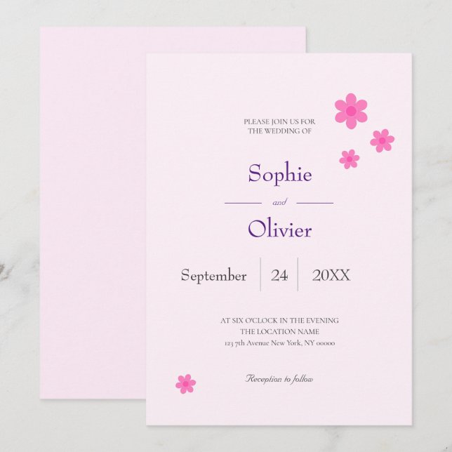 invitación por motivos de Rosa (Anverso / Reverso)