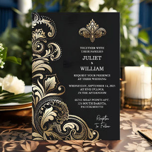 Invitación Por Ornate Retro Árabe Exótico Negrita Negrita Bod