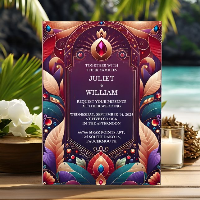Invitación Por Rich Soft Soft Verde azulada Fall Gem Boda de  (Subido por el creador)
