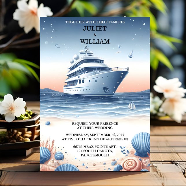 Invitación Por Rope Knot Barco Naval Boda Náutico Azul (Subido por el creador)