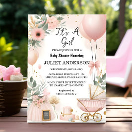 Invitación Por Rosa Boho Gold Mom Moda Spring Girl Shower