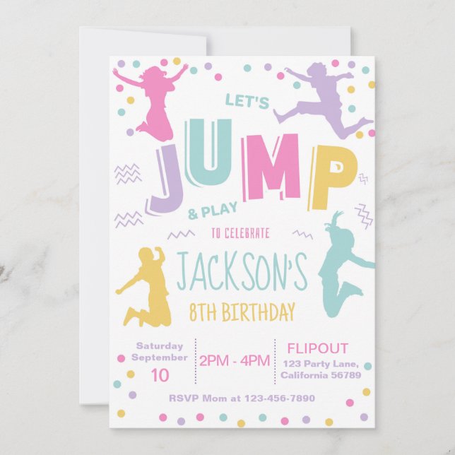 Invitación por salto de cumpleaños a Trampoline Pa (Anverso)