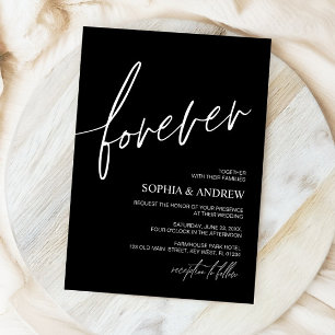 Invitación Por siempre amor Boda Minimalista blanco y negro