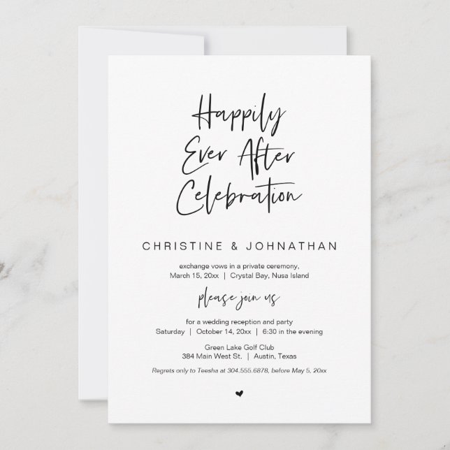 Invitación Por Siempre Felices, Boda Secreta Negra, Celebraci (Anverso)