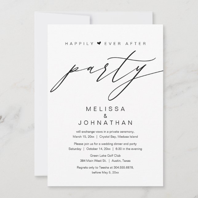 Invitación Por Siempre Felices, Fiesta de Boda Intima (Anverso)