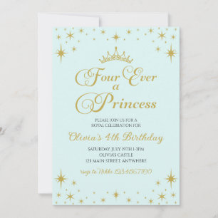 Invitación Por Siempre una Princesa Real 4º Cumpleaños