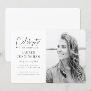 Invitación Por su celebración virtual de la vida moderna foto