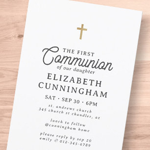 Invitación Por su moderada y elegante cruz de oro