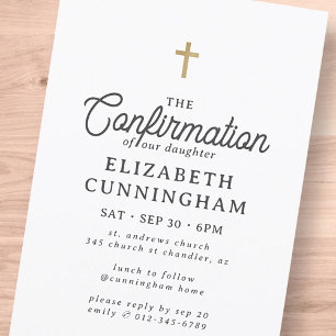 Invitación Por su sencilla y elegante confirmación de cruz