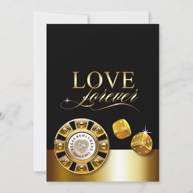 Invitación Por Susan Las Vegas Boda | negro dorado (Anverso)