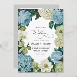 Invitación Porcelain Blue, Soft Sage & Ivory Wedding