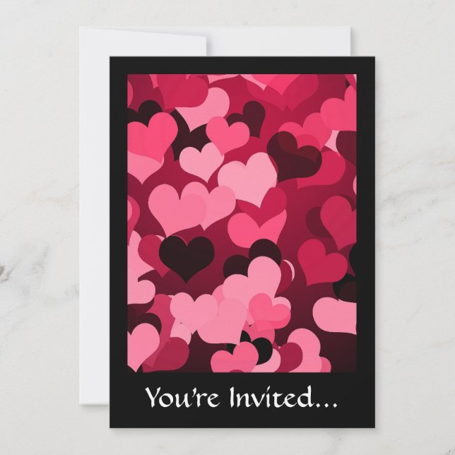 Invitación Porciones de corazones rosados, modelo lindo del (Anverso)