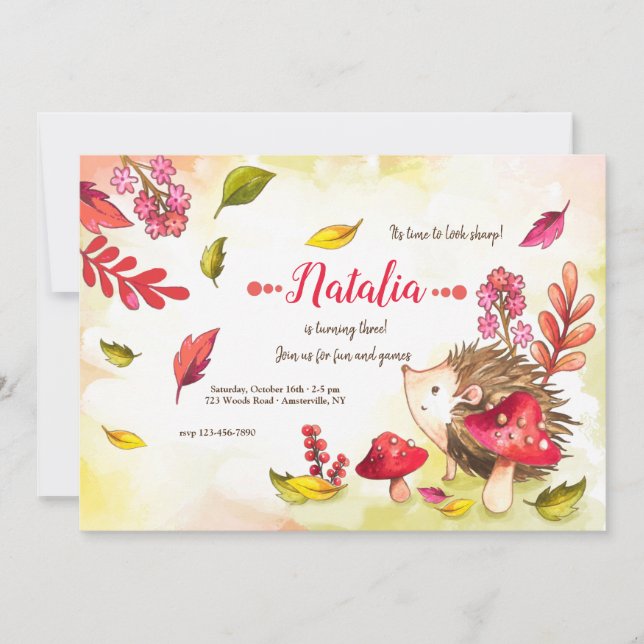 Invitación Porcupine Cutie Birthday (Anverso)