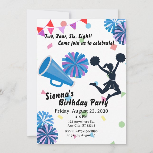 Invitación Porras de animadoras (Anverso)