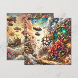 Invitación Portada de apuntes de poinsettia de Steampunk impr