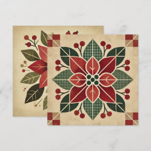 Invitación Portada de arte popular retro impresa Poinsettia