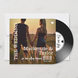 Invitación Portada de foto de disco de vinilo retro para boda