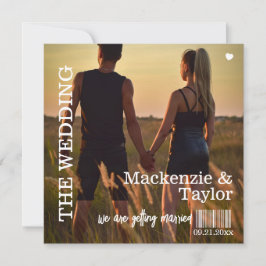 Invitación Portada de foto de disco de vinilo retro para boda