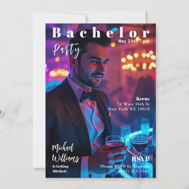 Invitación Portada de la revista Bacheler Party (Anverso)