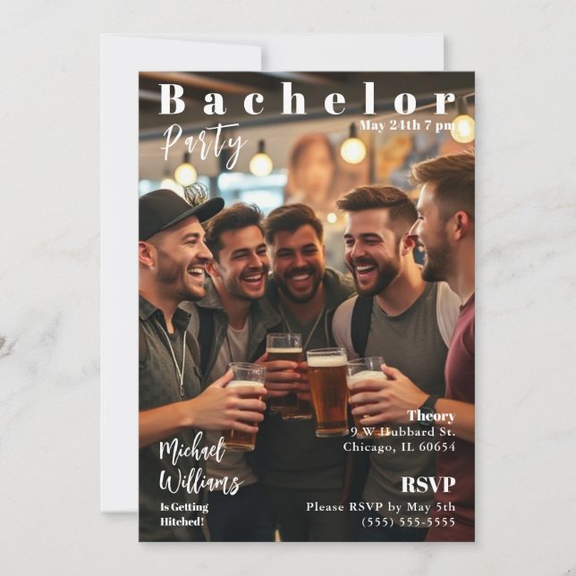 Invitación Portada de la revista Bacheler Party (Anverso)