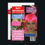 Invitación Portada de la revista Bat Mitzvah<br><div class="desc">personalizable de invitación del partido mitzvah de la revista Guay a los detalles de tu evento.</div>