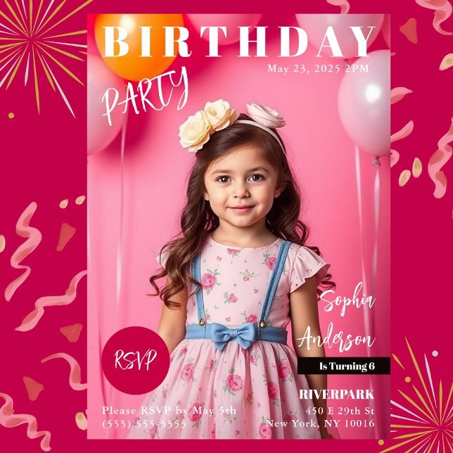 Invitación Portada de la revista Birday Party (Birthday Party Magazine Cover Invitation )