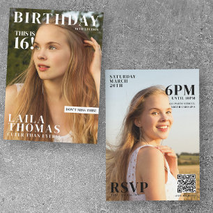 Invitación Portada de la revista Birday Party Fotos del Chica