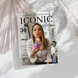 Invitación Portada de la revista código qr 30 fiesta de cumpl