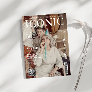 Invitación Portada de la revista código qr 60th Birthday part