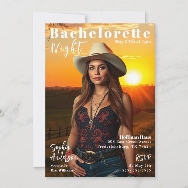 Invitación Portada de la revista Country Bachelorette (Anverso)