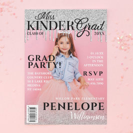 Invitación Portada de la revista Miss Kinder Grad Purpurina D
